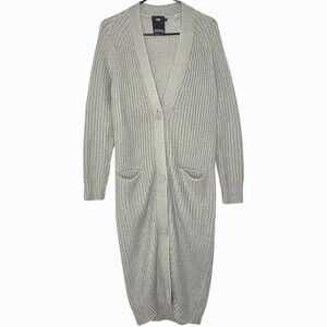 Azul by Moussy Women Sweater Small Gray Knit Long Sleeve V-Neck Duster Cardigan